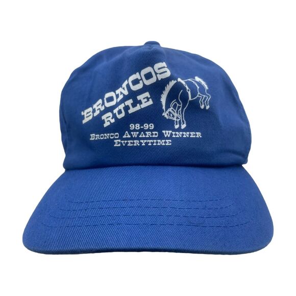 Vintage Ford Broncos “Broncos Rule” Hat Cap Blue Snapback - Picture 1 of 4